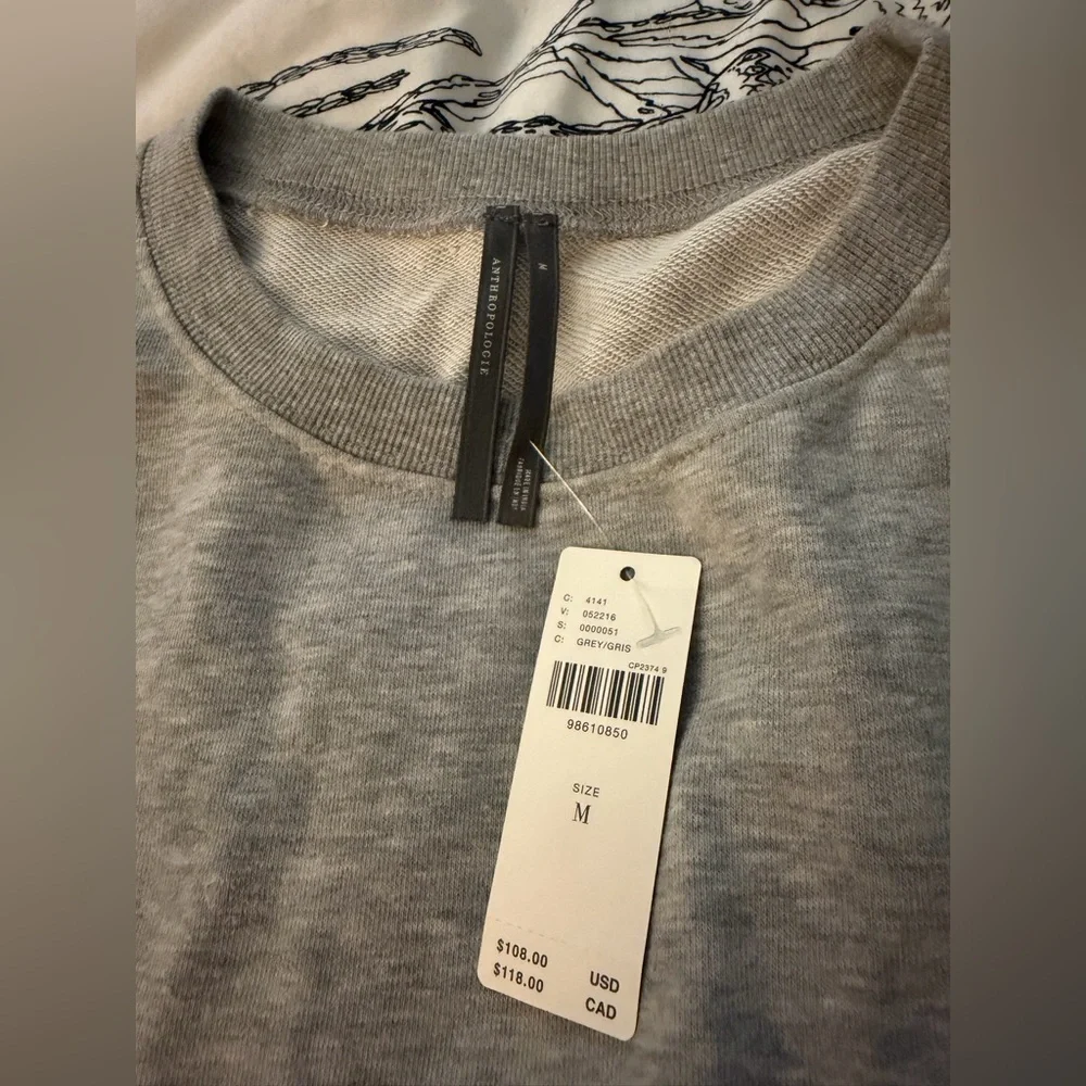 Anthropologie Gray Sweater with Colorful Embroidery - Picture 4 of 8